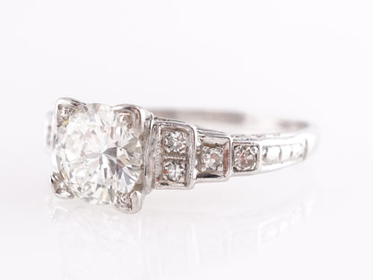 1.01 Art Deco Diamond Engagement Ring in 18K White Gold
