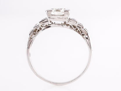 1.01 Art Deco Diamond Engagement Ring in 18K White Gold