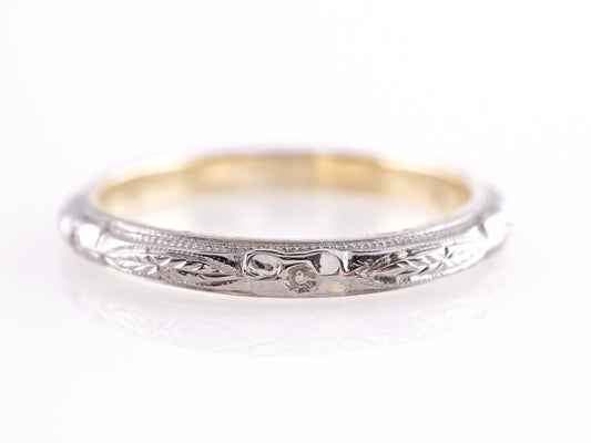 Vintage Two-Tone Art Deco Wedding Band in 18k