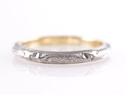 Vintage Two-Tone Art Deco Wedding Band in 18k