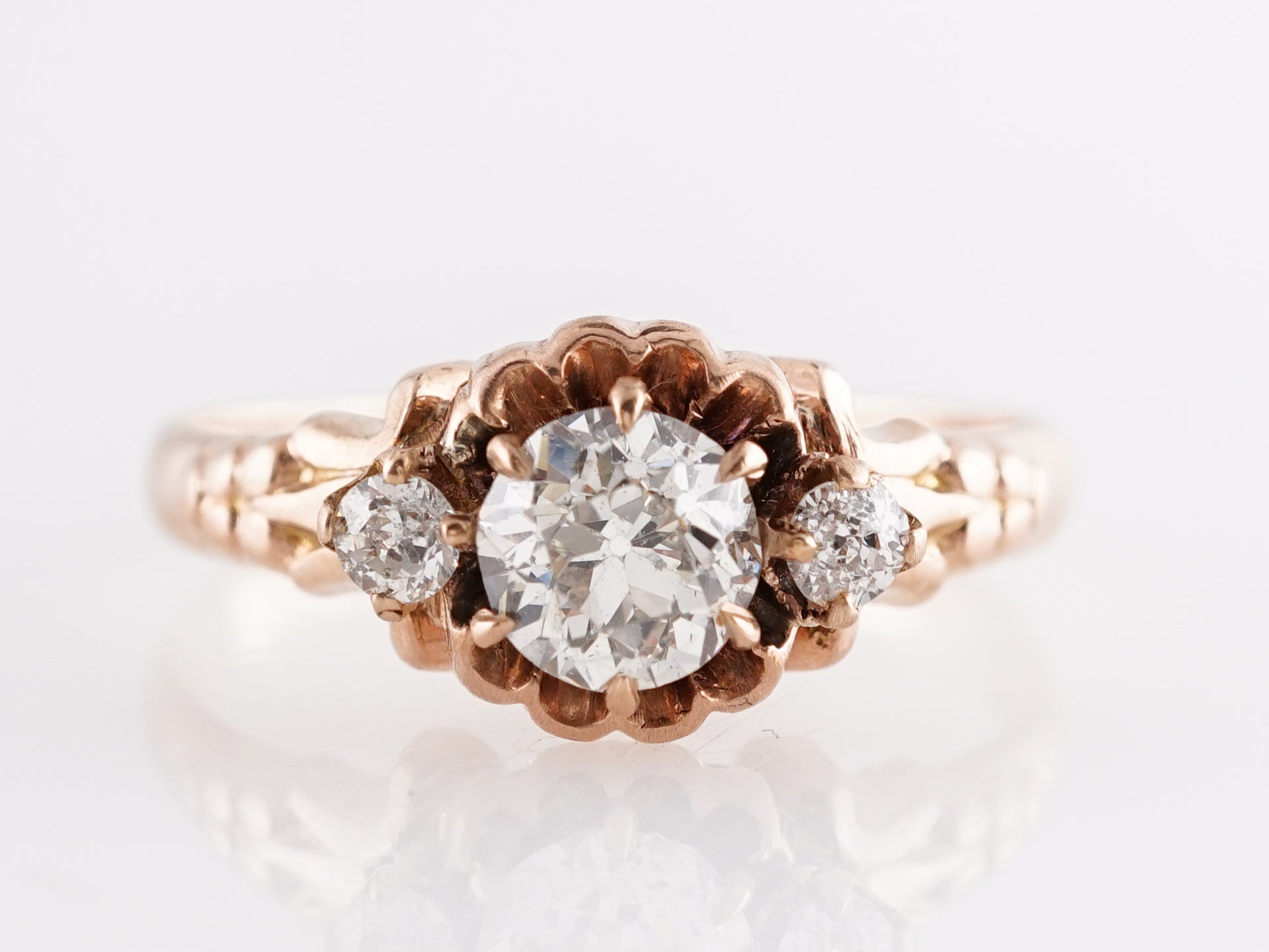 .46 Victorian Diamond Engagement Ring in 14K Rose Gold