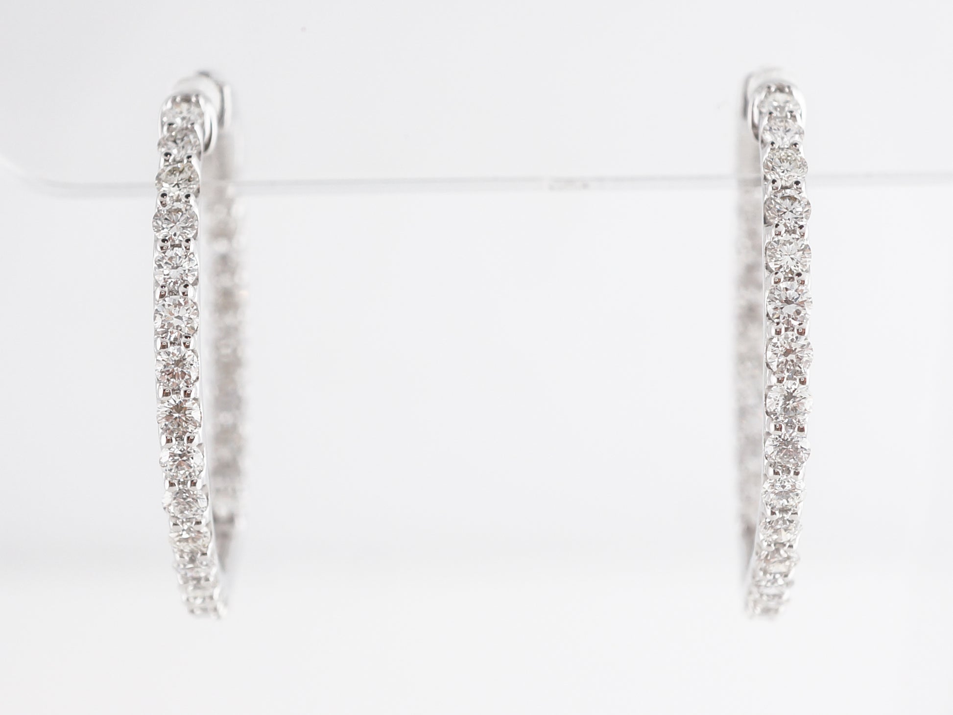 Inside-Out Hoop Earrings w/ Diamonds in 14k White Gold