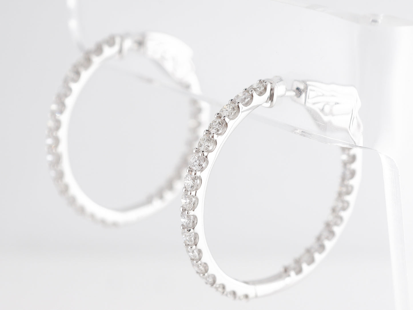 Inside-Out Hoop Earrings w/ Diamonds in 14k White Gold