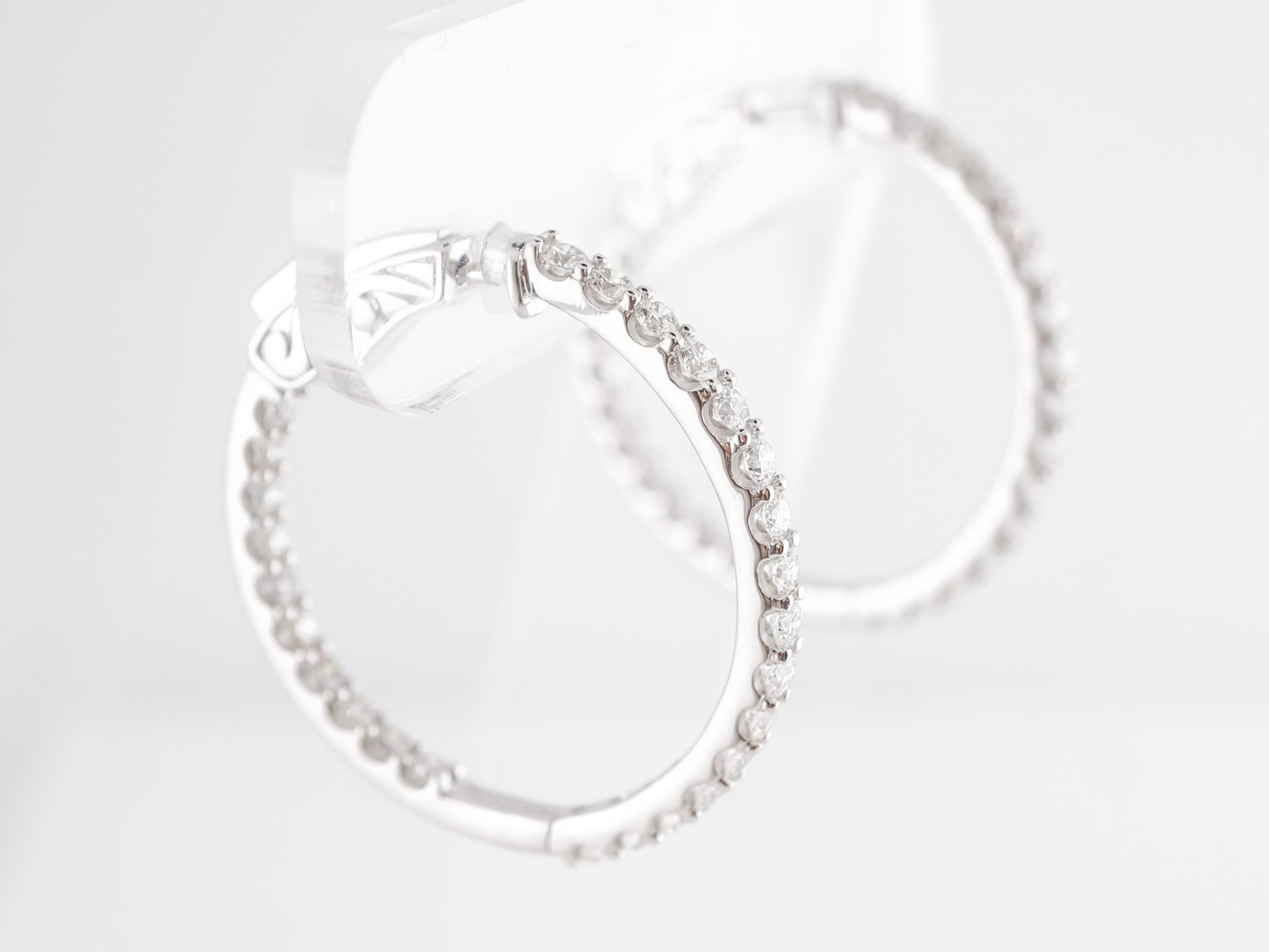 Inside-Out Hoop Earrings w/ Diamonds in 14k White Gold