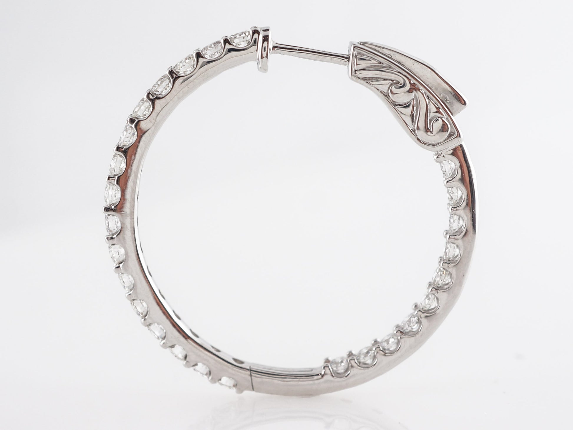 Inside-Out Hoop Earrings w/ Diamonds in 14k White Gold