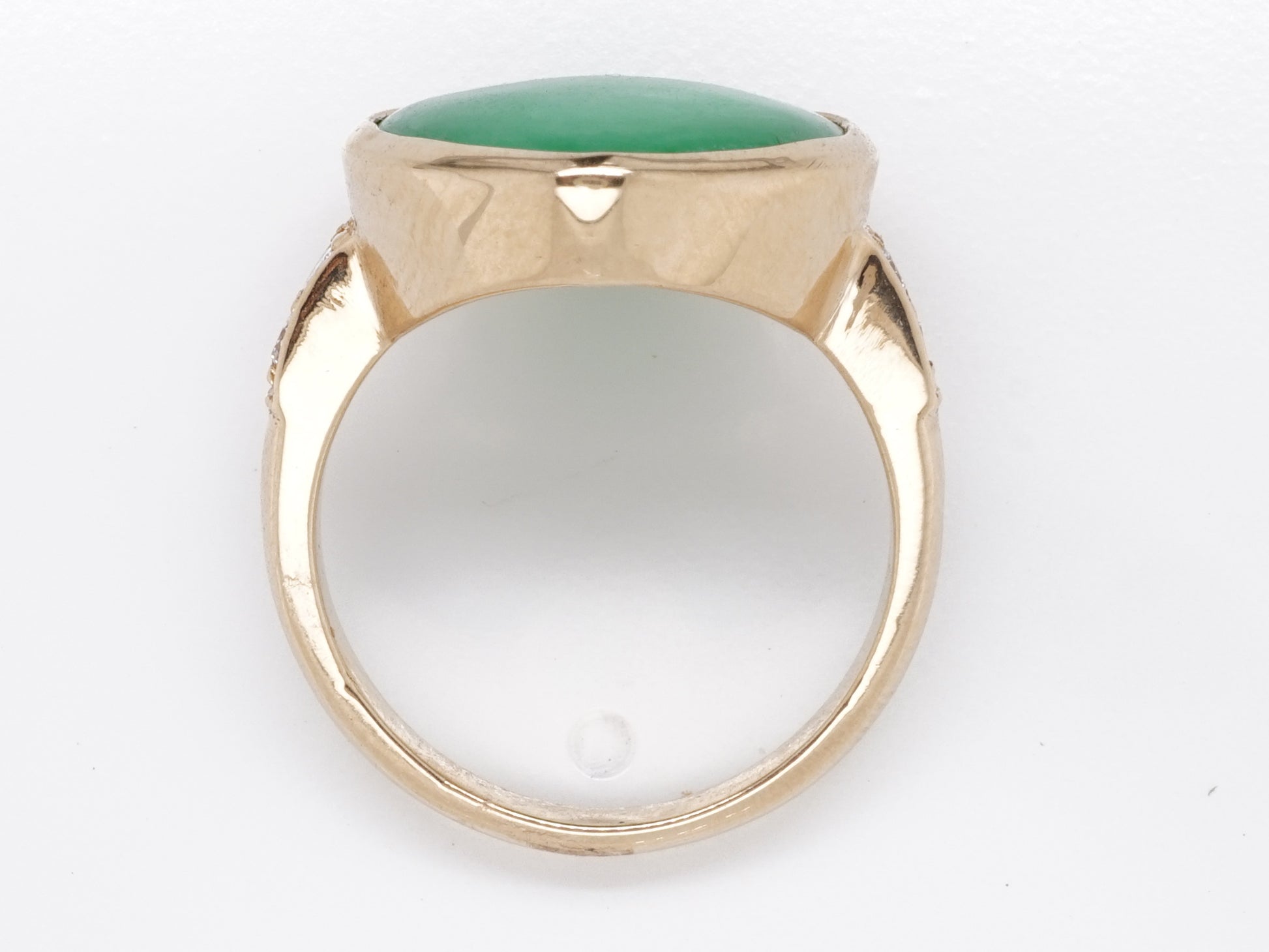 Jade & Diamond Cocktail Ring in 14k Yellow Gold