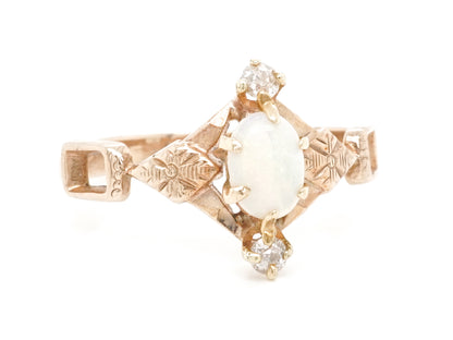 .20 Victorian Opal and Diamond Right Hand Ring in 14K Gold