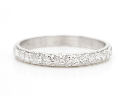 Art Deco Milgrain Engraved Wedding Band in Platinum