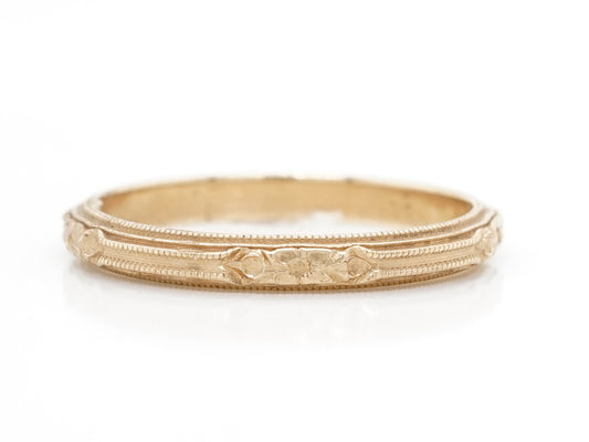 Art Deco Milgrain Wedding Band in 14k Yellow Gold