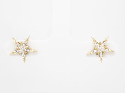.30 Carat Diamond Starburst Earrings in 18k Yellow Gold