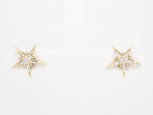 .30 Carat Diamond Starburst Earrings in 18k Yellow Gold