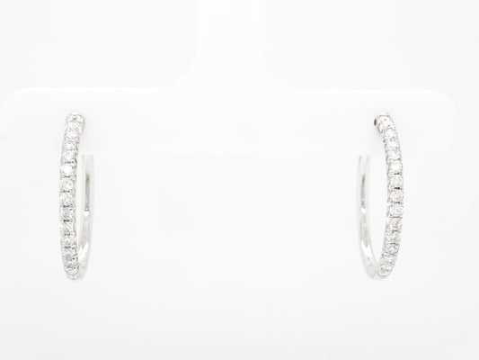 .40 Small Diamond Hoop Earrings in 18k White Gold