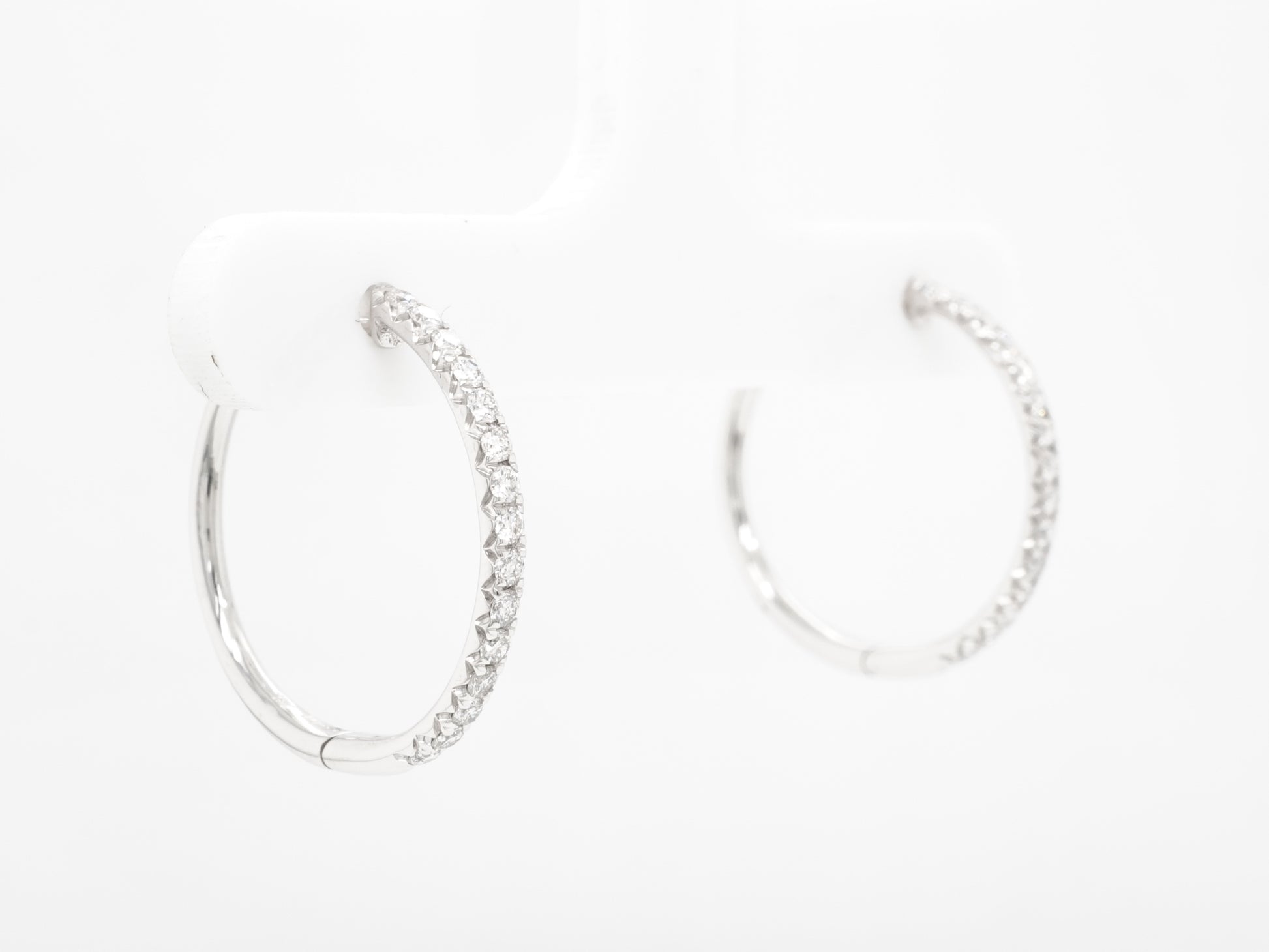 .40 Small Diamond Hoop Earrings in 18k White Gold