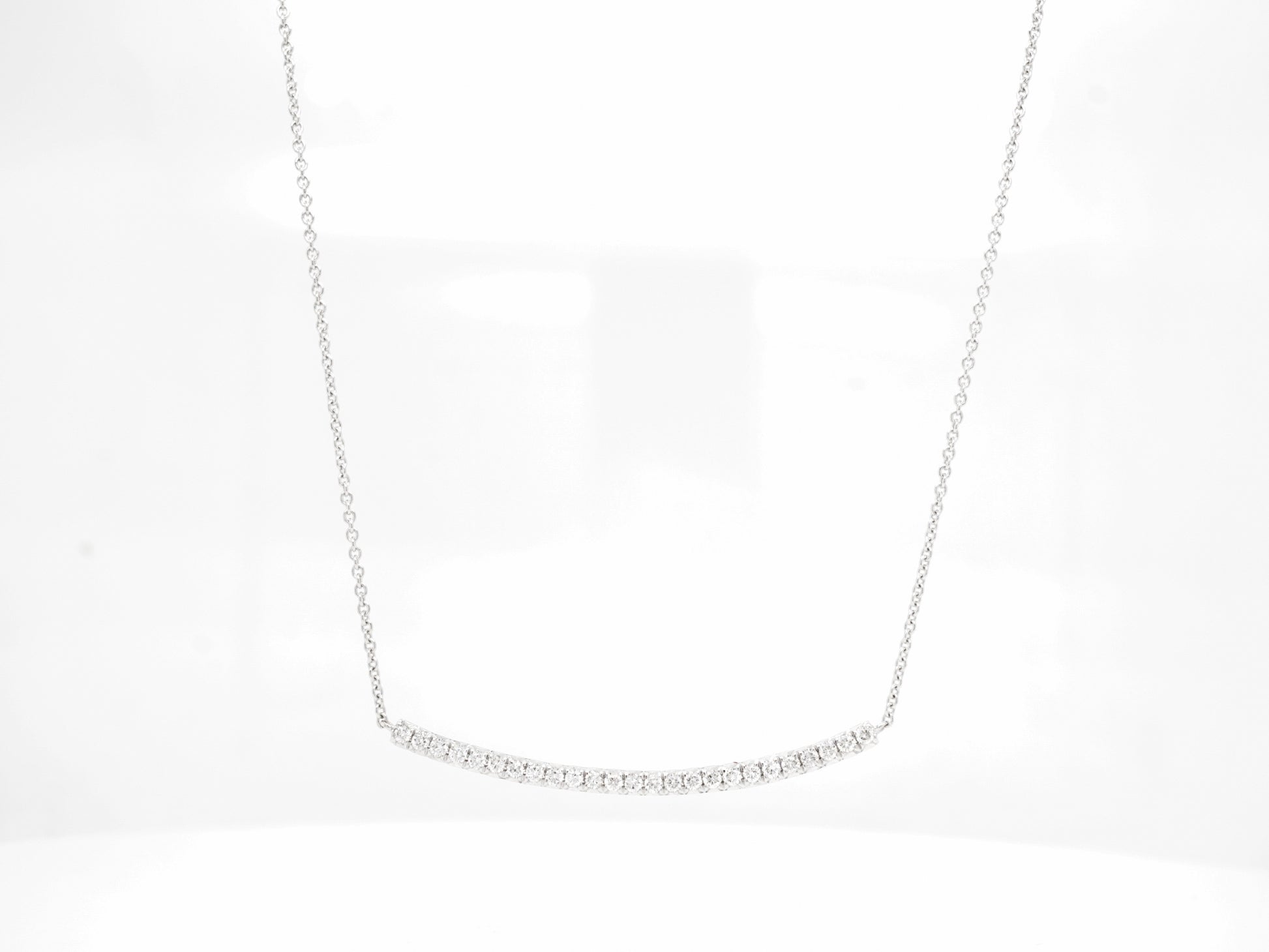 .24 Curved Bar Diamond Necklace in 14K White Gold