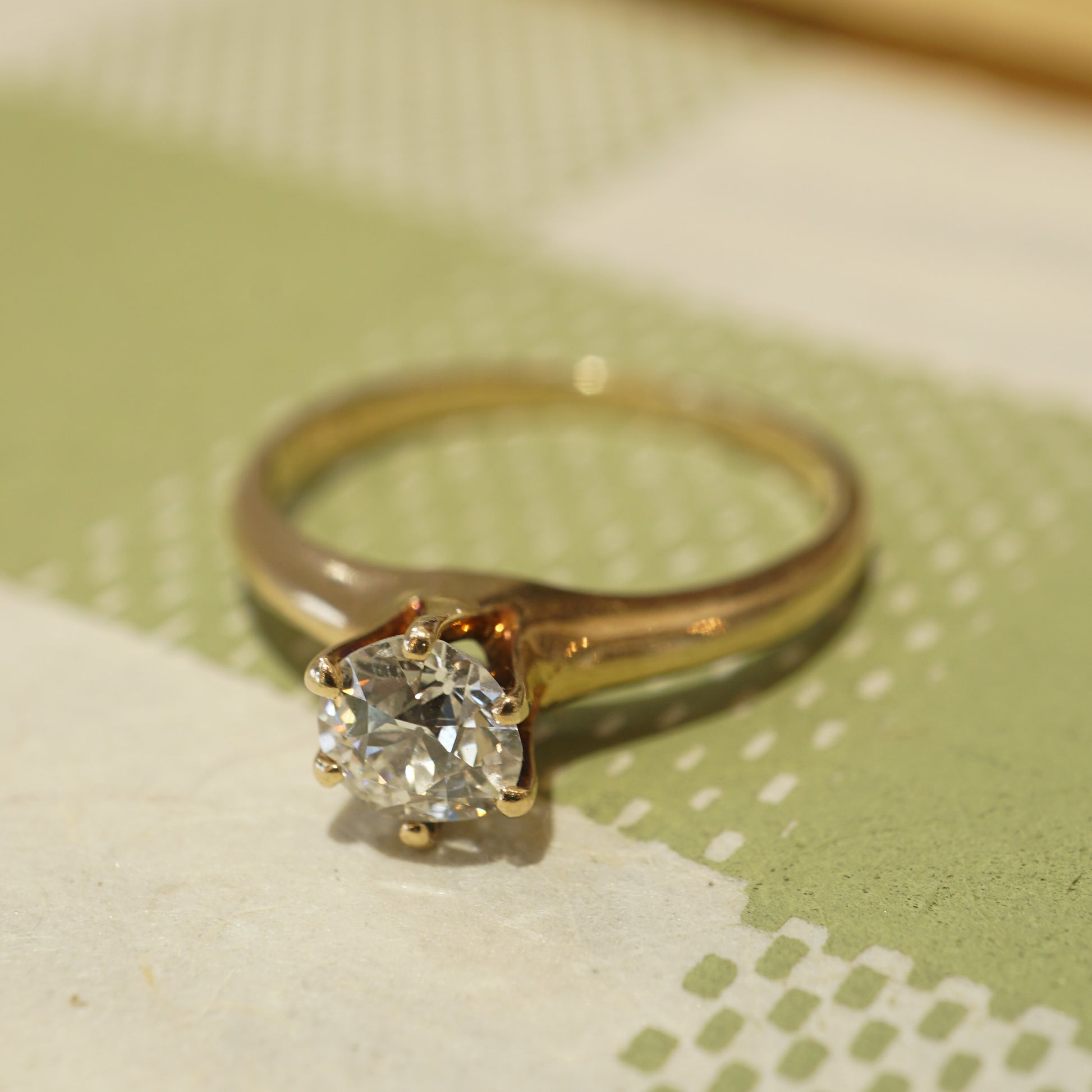 .55 Victorian Solitaire Diamond Engagement Ring in 14k Yellow GoldComposition: 14 Karat Yellow GoldRing Size: 6.5Total Diamond Weight: .55 ctTotal Gram Weight: 2.5 gInscription: 14K