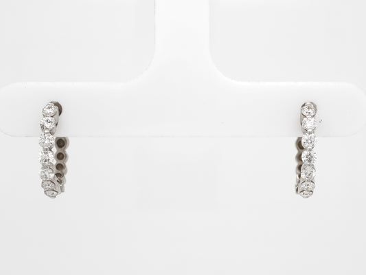 .42 Diamond Hoop Earrings in 14k White Gold