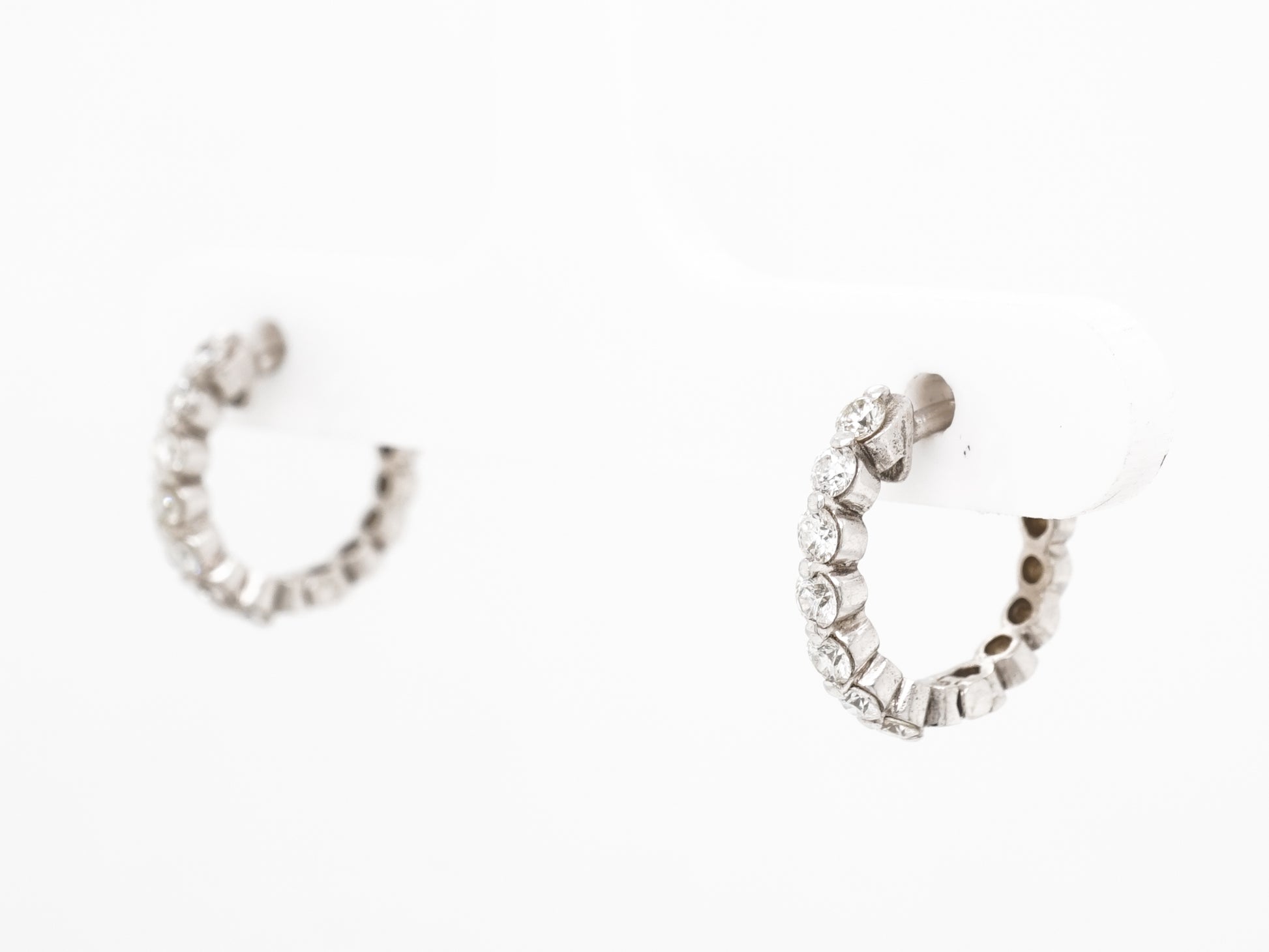 .42 Diamond Hoop Earrings in 14k White Gold