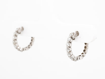 .42 Diamond Hoop Earrings in 14k White Gold