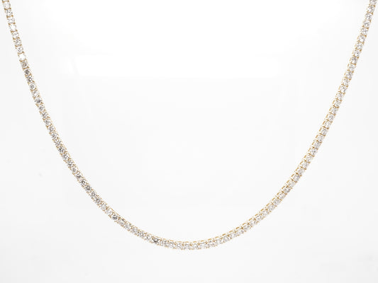 8.18 Carat Diamond Tennis Necklace in 14K Yellow Gold