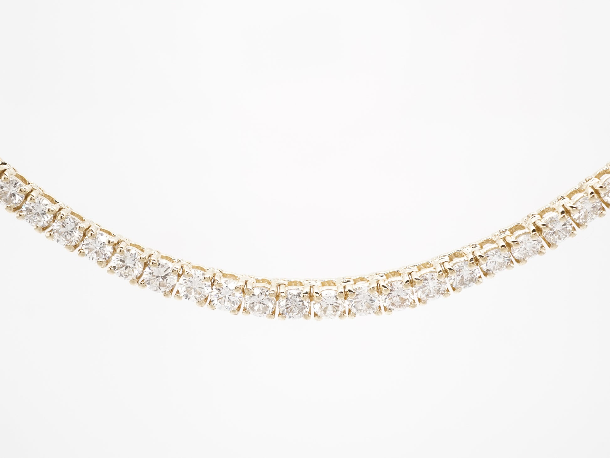 8.18 Carat Diamond Tennis Necklace in 14K Yellow Gold