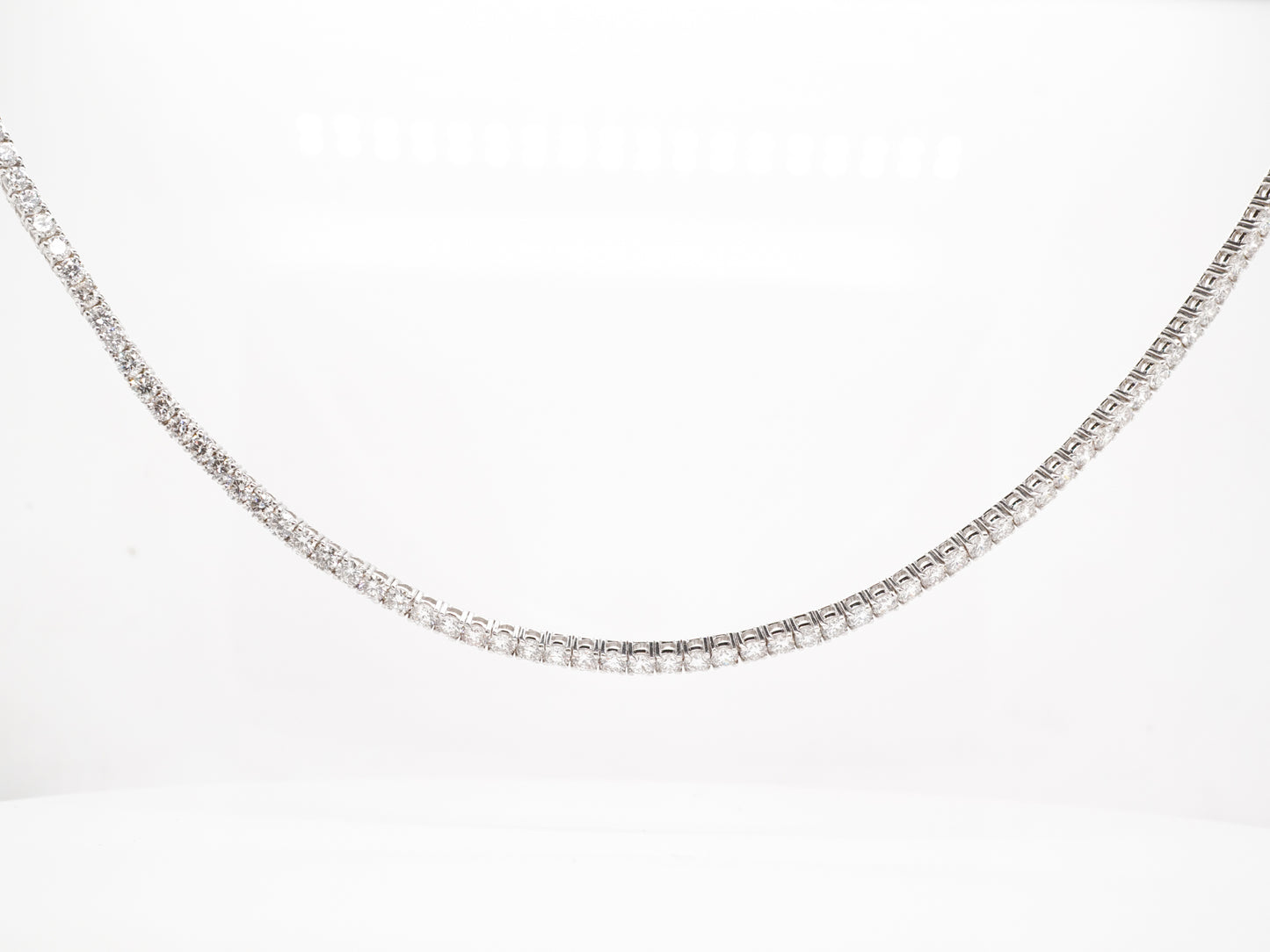 10.14 Carat Diamond Tennis Necklace in 14K White Gold
