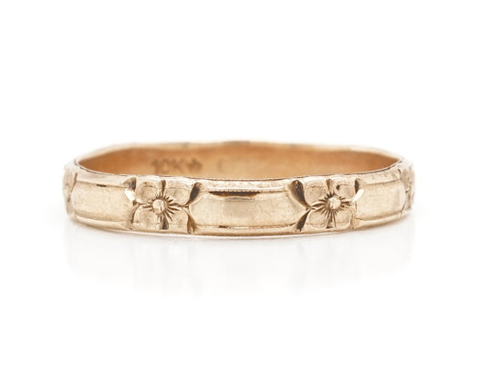 Vintage Orange Blossom Wedding Band in 10k Yellow Gold