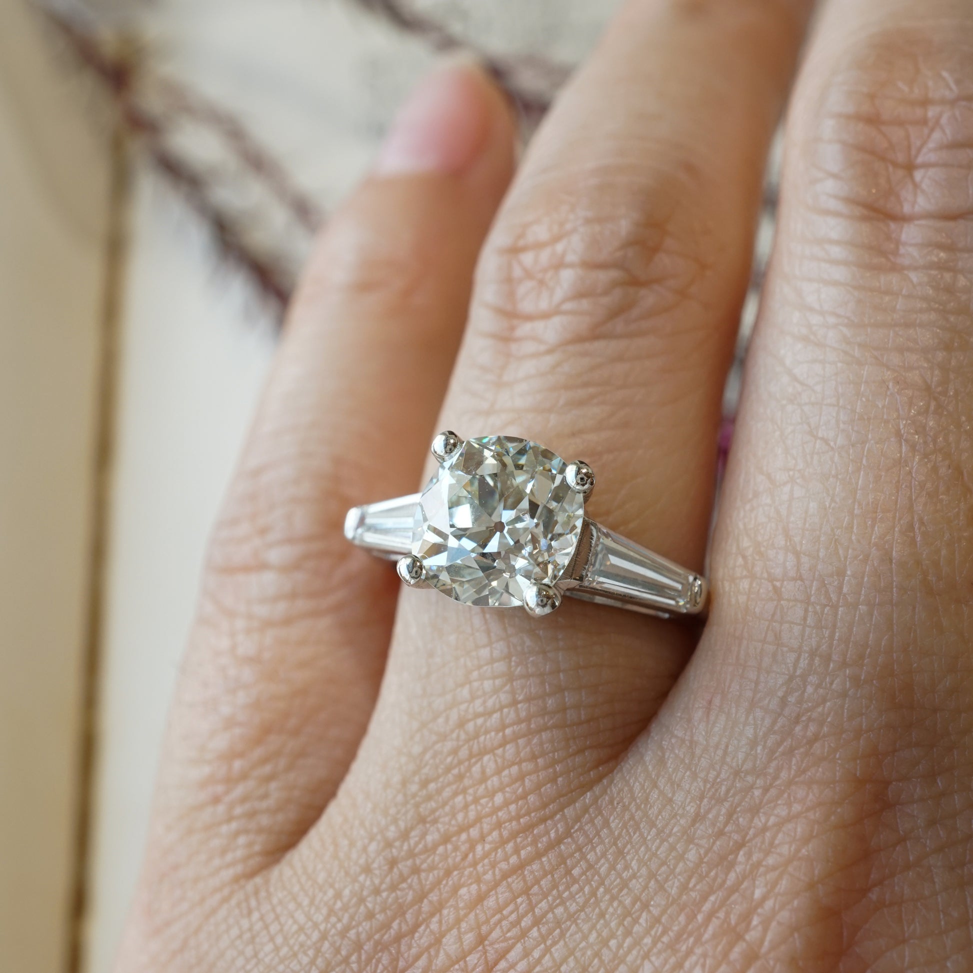 2.28 Art Deco Diamond Engagement Ring in Platinum