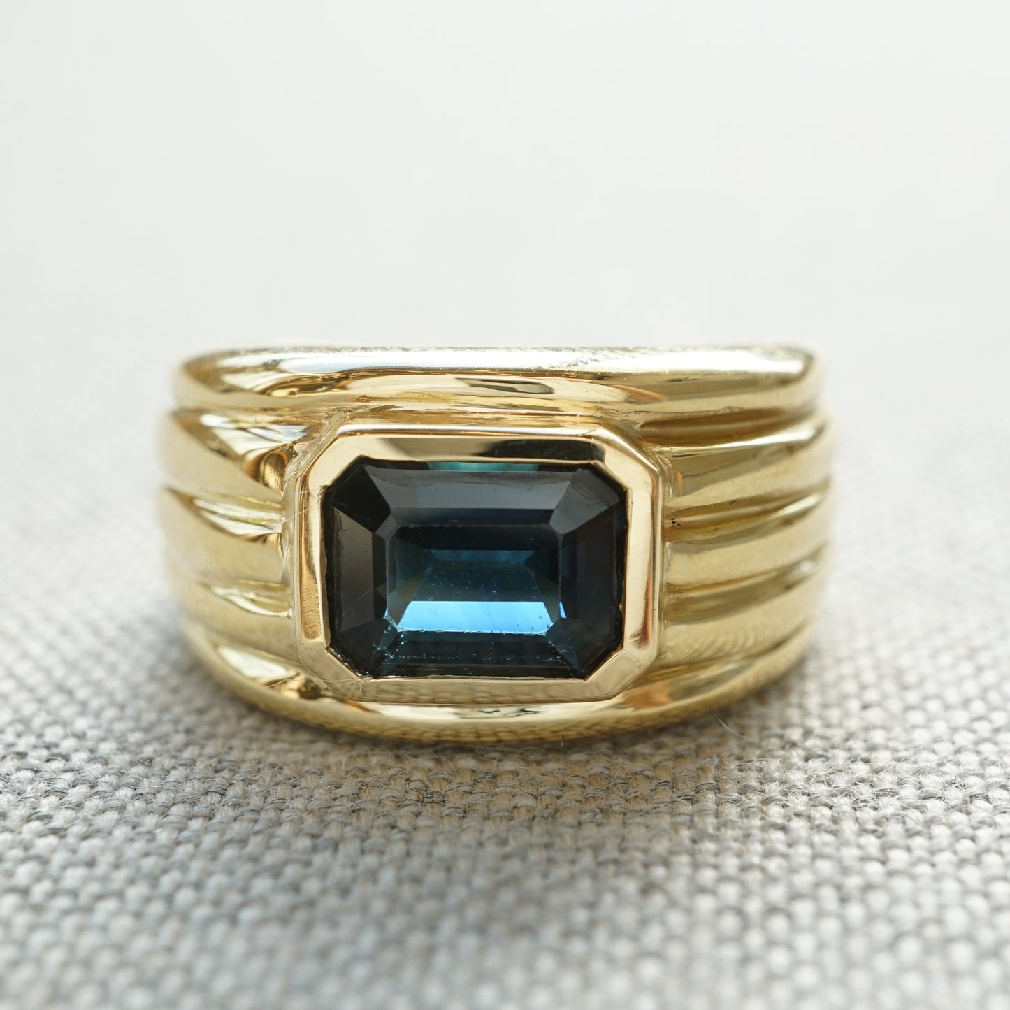 1.7 Emerald Cut Tourmaline Cocktail Ring in 18k Yellow Gold