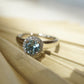 .75 Aquamarine & Diamond Halo Engagement Ring in Platinum
