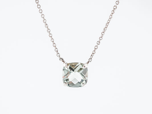 Tiffany Necklace Modern 1.86 Checkerboard Cushion Cut Green Amethyst in Sterling Silver