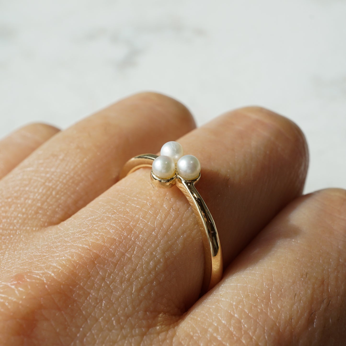 Freshwater Pearl Cluster Ring in 14k Yellow Gold