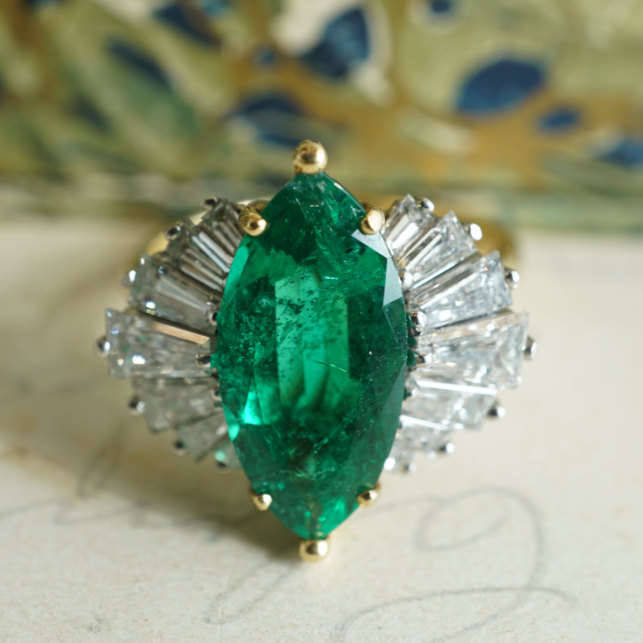 Emerald and diamond hot sale cocktail ring