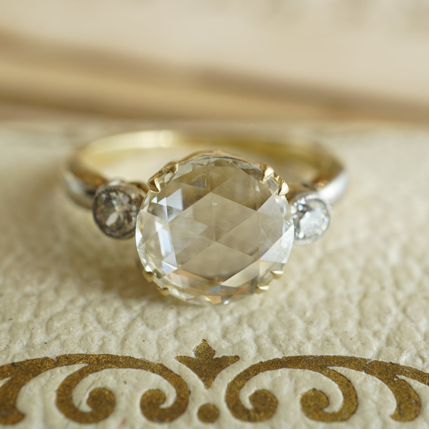 1.51 Victorian Rose Cut Diamond Engagement Ring in Yellow Gold