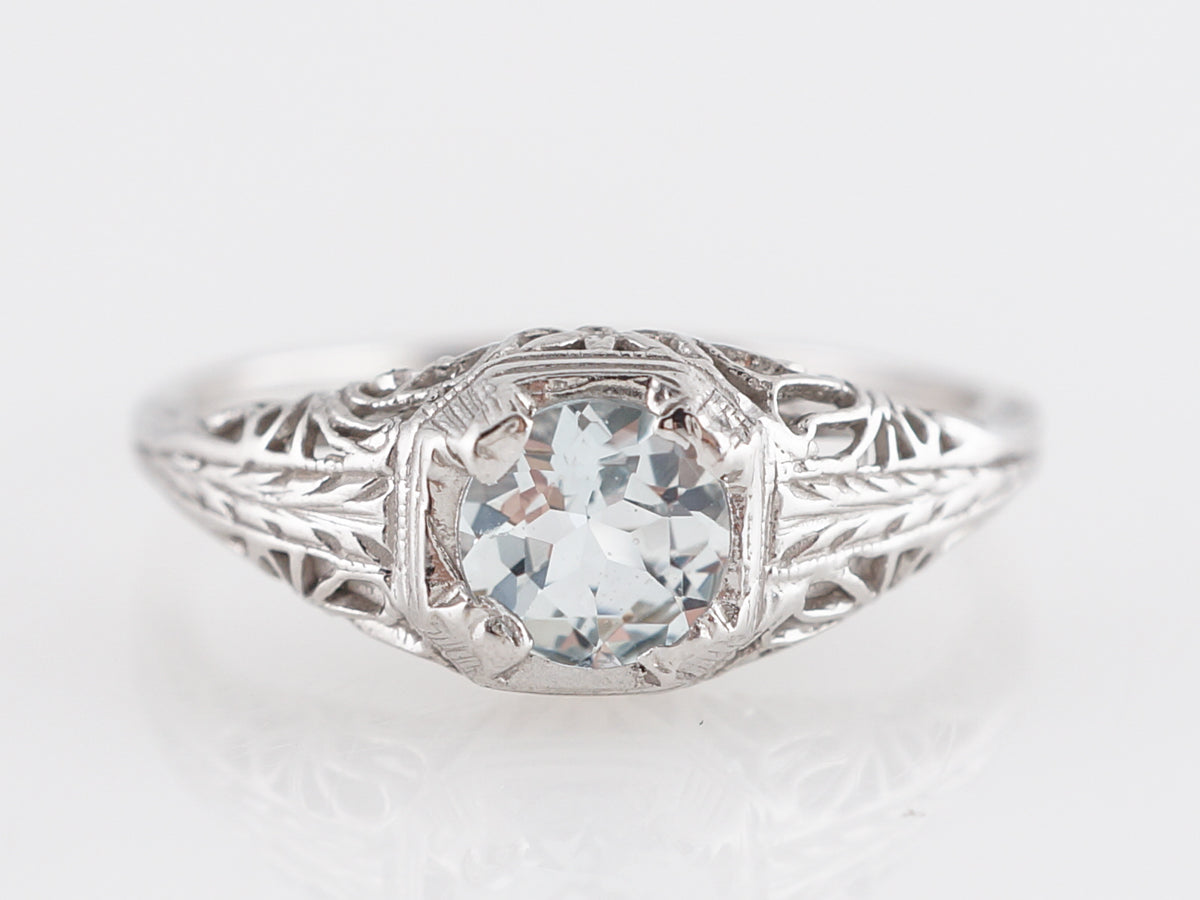 .31 Art Deco Aquamarine Engagement Ring in White Gold