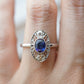 Oval Art Deco Sapphire & Diamond Ring in 14k & Platinum