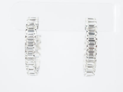 Hoop Earrings Modern 17.97 Emerald Cut Diamonds in 18K White Gold