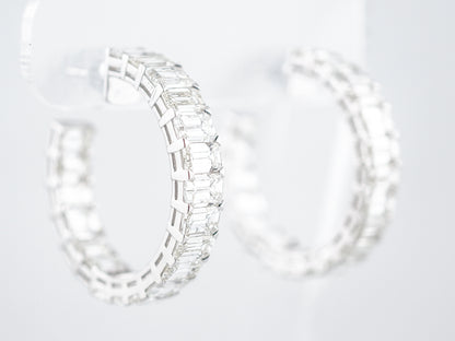 Hoop Earrings Modern 17.97 Emerald Cut Diamonds in 18K White Gold