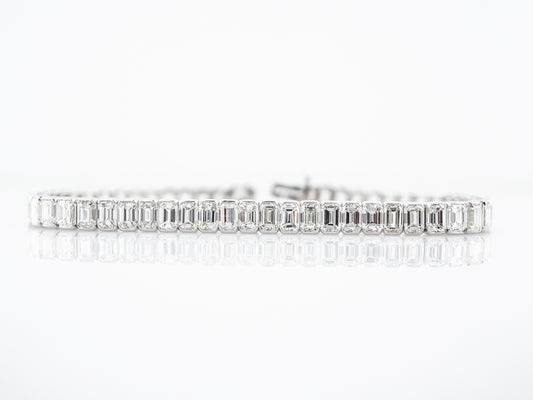 **RTV 1/10/19**Straight Line Bracelet Modern 17.75 Emerald Cut Diamonds in Platinum