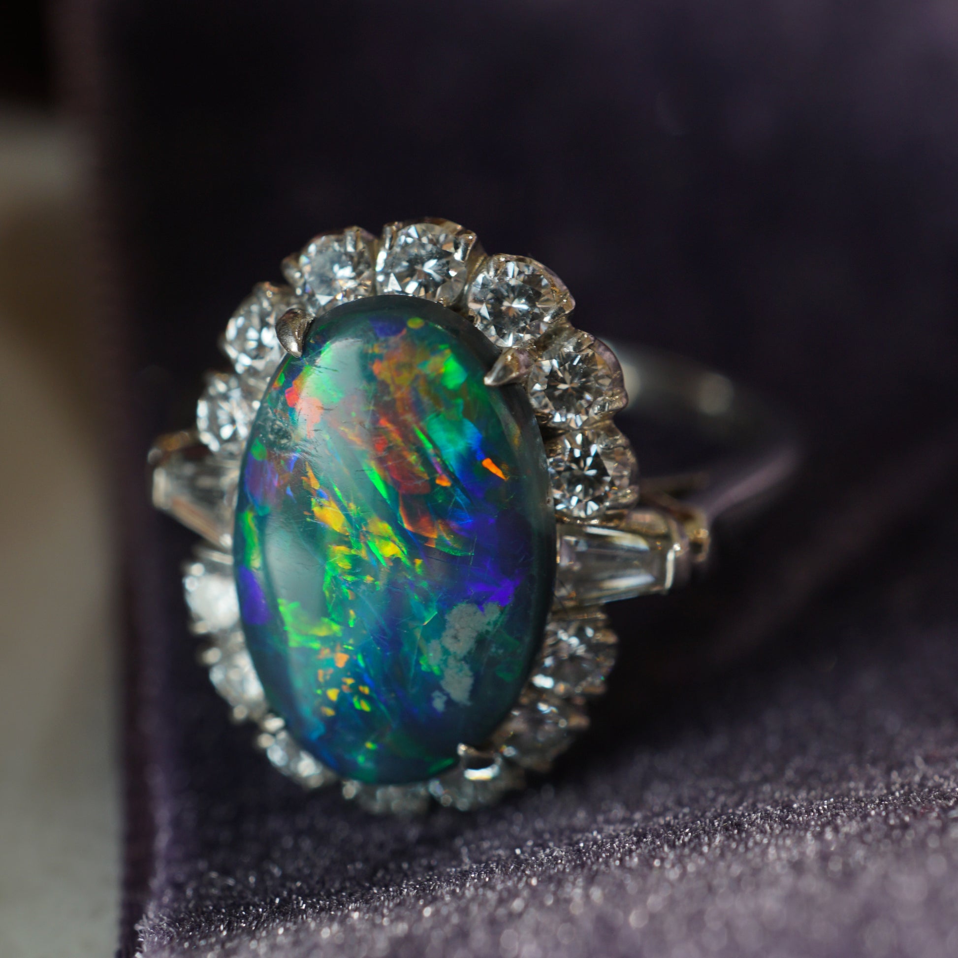 Black opal diamond ring Clearance