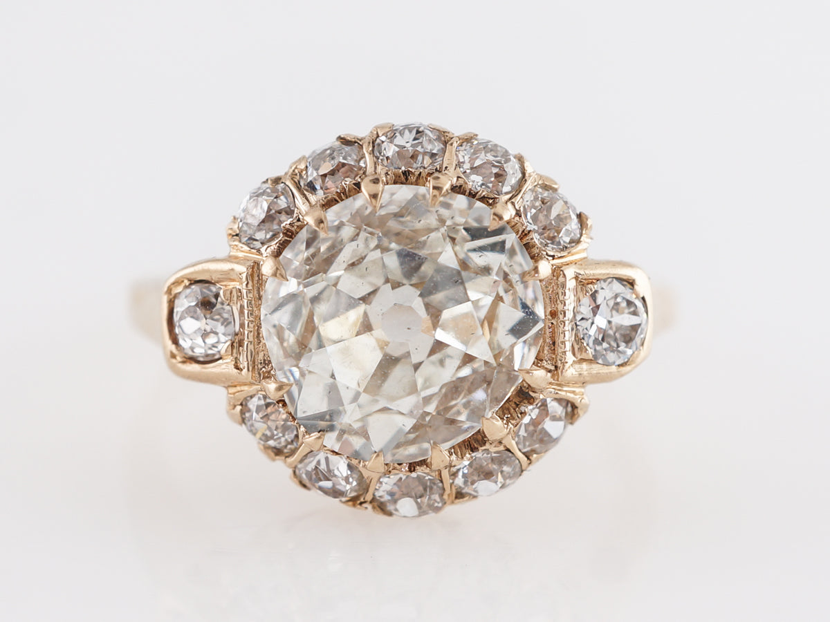 Victorian Halo Diamond Engagement Ring in Yellow Gold