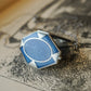 Art Deco Blue Enamel Locket Necklace in 18k White Gold