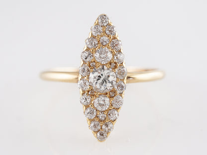 Victorian Navette Ring w/ Old European Cut Diamonds in 14k