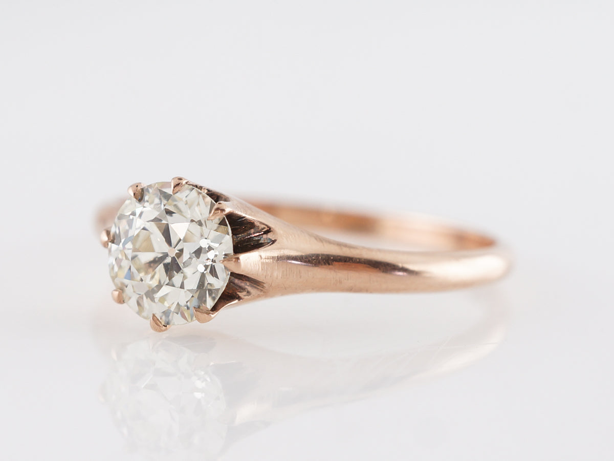 Victorian Solitaire Diamond Engagement Ring in 14K Yellow Gold