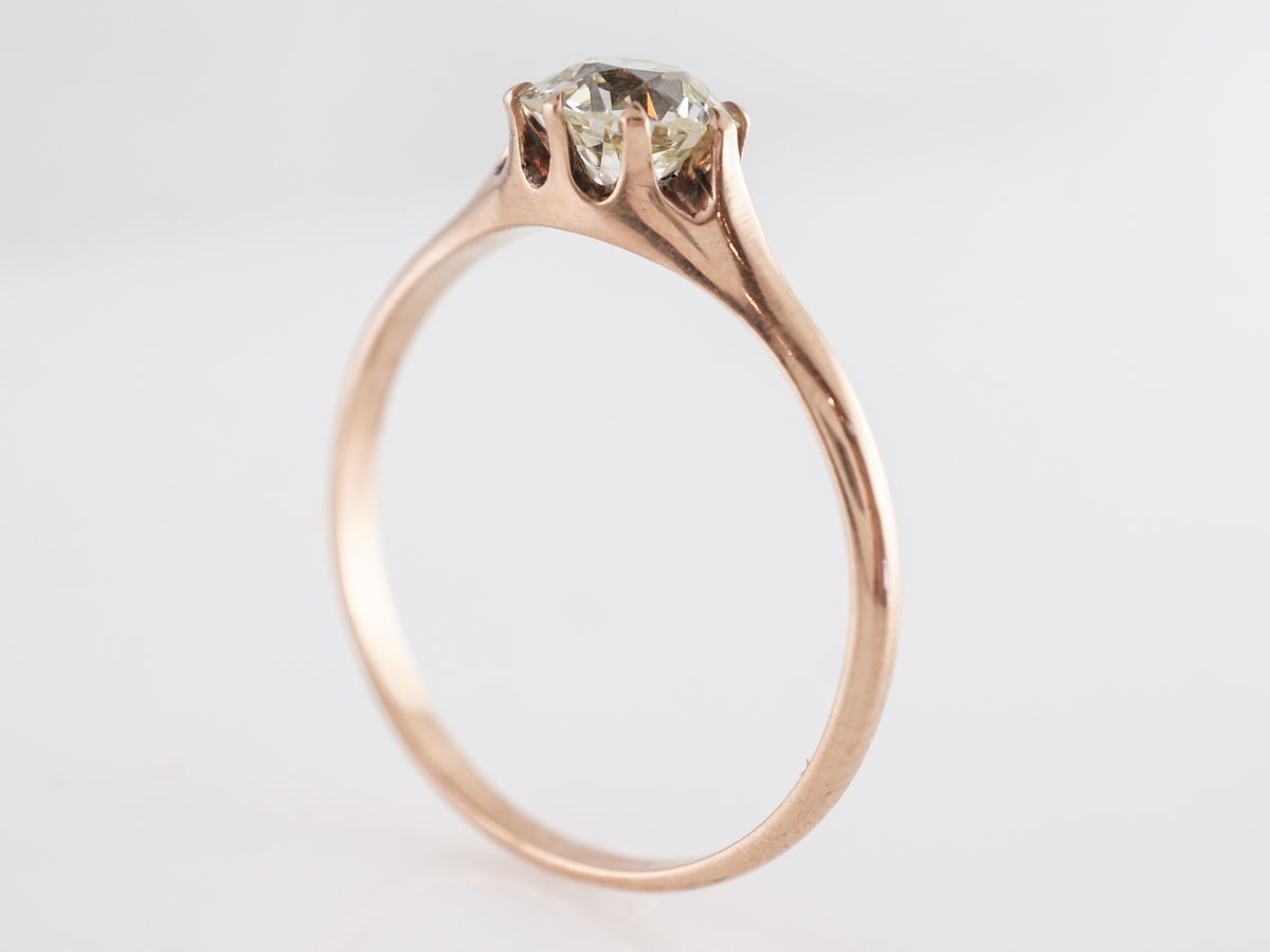 Victorian Solitaire Diamond Engagement Ring in 14K Yellow Gold