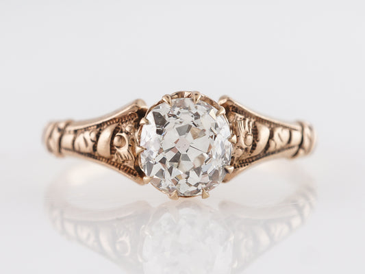 Antique Victorian Solitaire Diamond Engagement Ring in 14K Rose Gold