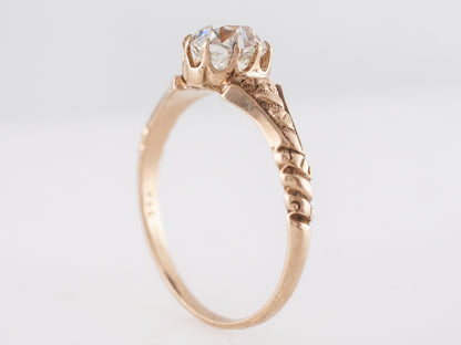 Antique Victorian Solitaire Diamond Engagement Ring in 14K Rose Gold