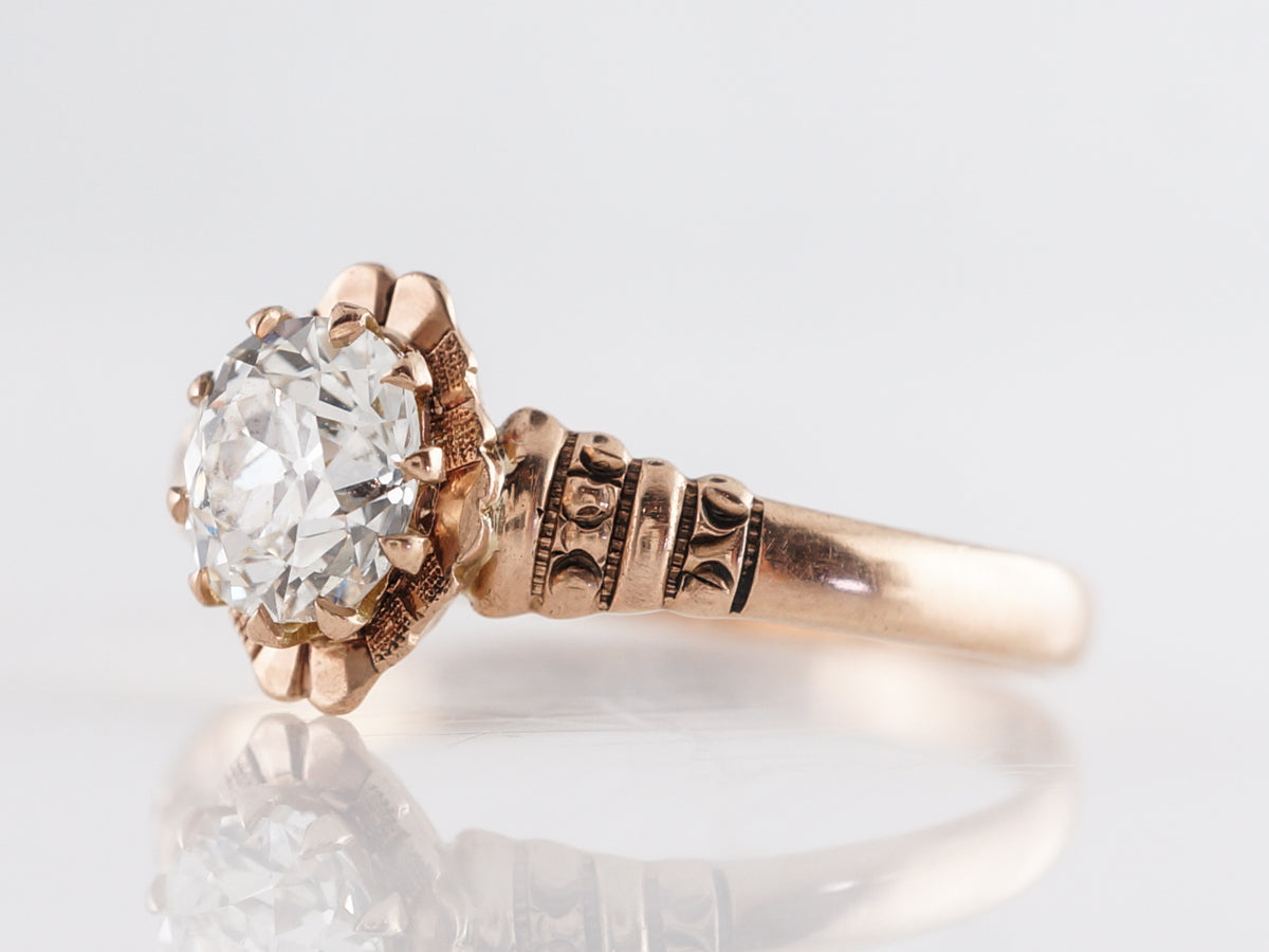 Antique GIA Diamond Engagement Ring in 14K Yellow Gold