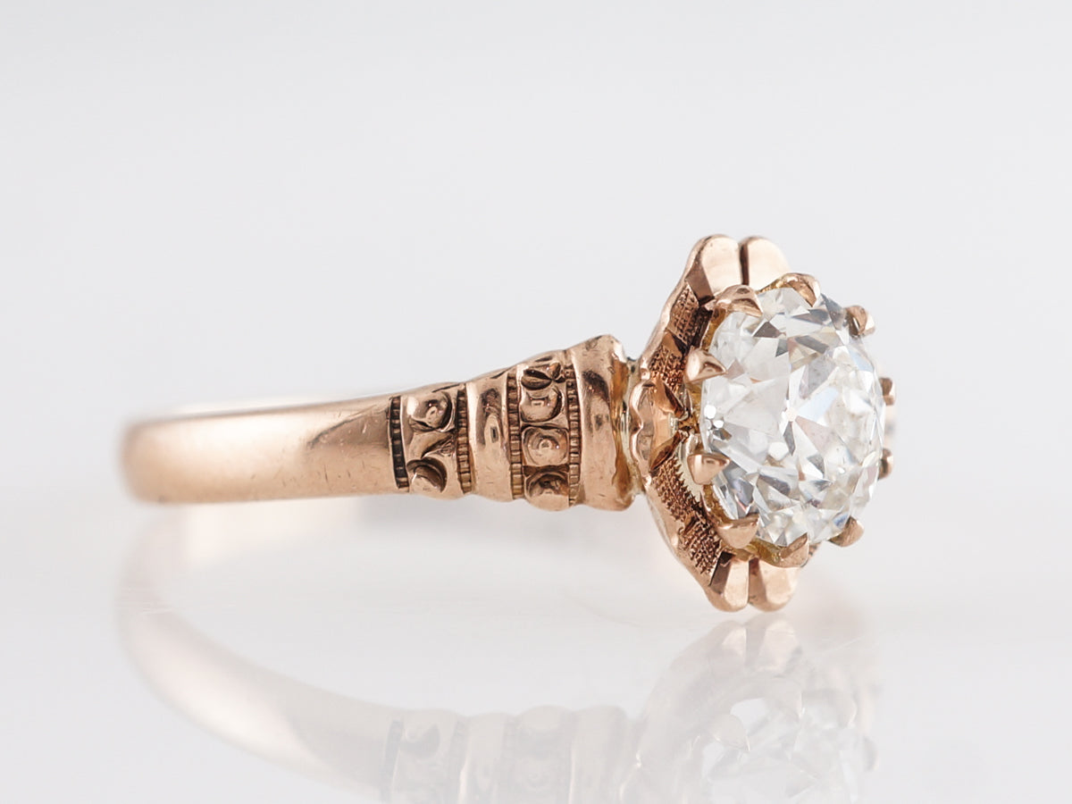 Antique GIA Diamond Engagement Ring in 14K Yellow Gold