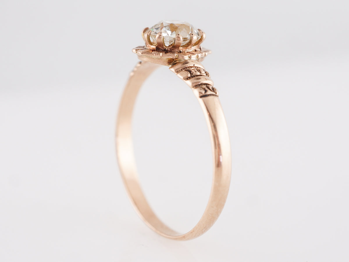 Antique GIA Diamond Engagement Ring in 14K Yellow Gold