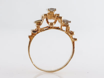 Mid-Century Bark Textured Diamond Ring 14k Yellow Gold